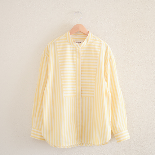  コットンオーバーサイズシャツ Yellow Stripe
